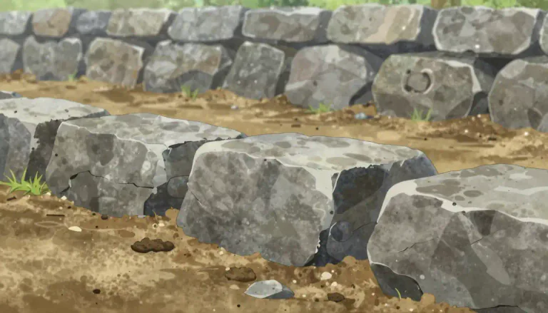 Visual representation of "stone" - A hard solid substance found in the ground, often used for building