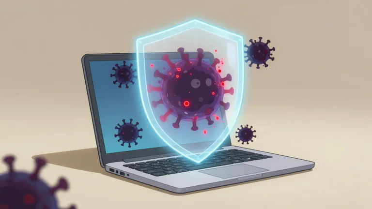 Visual representation of "antivirus" - A software designed to protect a computer from harmful software like viruses