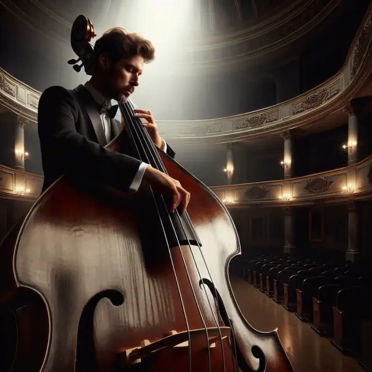 Visual representation of "contrabass" - A very loud and low-pitched voice or tone, typically in music