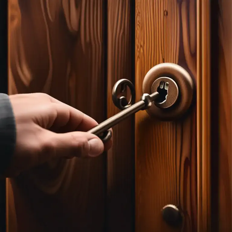 Visual representation of "lock up" - To secure or fasten something, such as doors or windows, by metal devices.