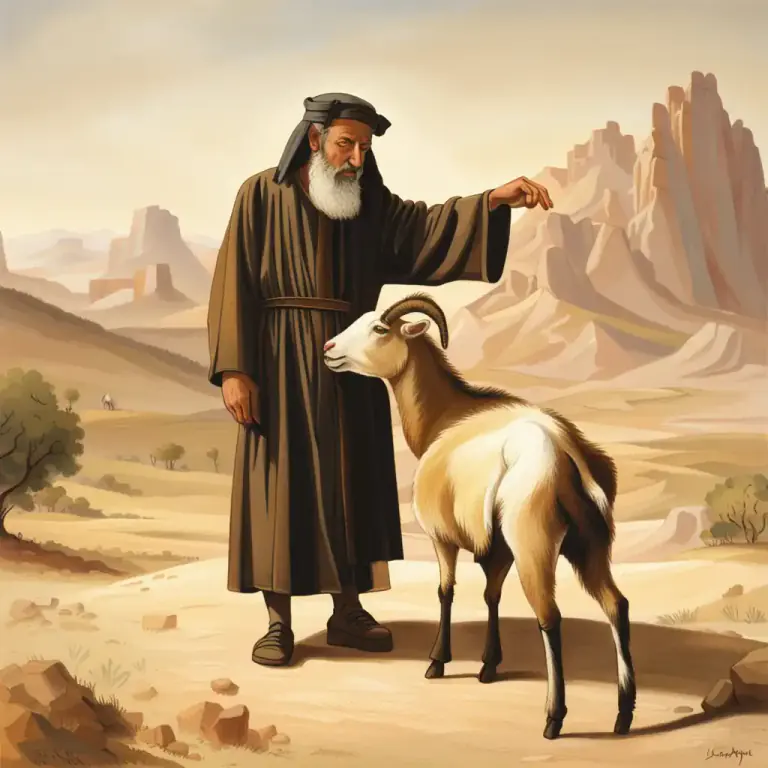Visual representation of "scapegoat" - In ancient Jewish practices, a goat that was sent into the wilderness after the Jewish chief priest had symbolically laid the sins of the people upon it.