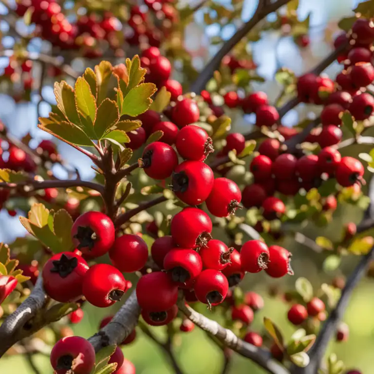Visual representation of "hawthorn" - The red fruit produced by this type of tree or shrub.