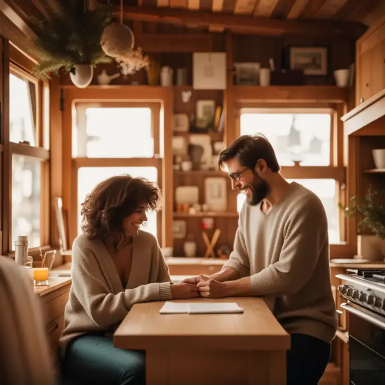 Visual representation of "live together" - To share a living place and have a close or intimate relationship.