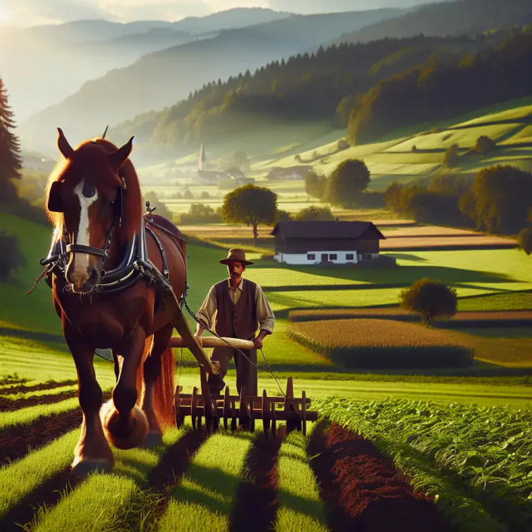 Visual representation of "workhorse" - A type of horse bred for hard work, often used in farming or hauling.