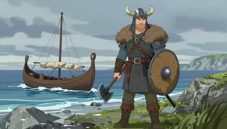Visual representation of "norseman" - A person from the ancient Scandinavian regions, particularly during the Viking Age.