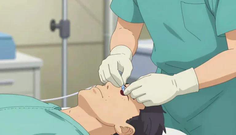 Visual representation of "tracheotomy" - A surgical procedure where a hole is made in the neck and into the windpipe to help someone breathe.