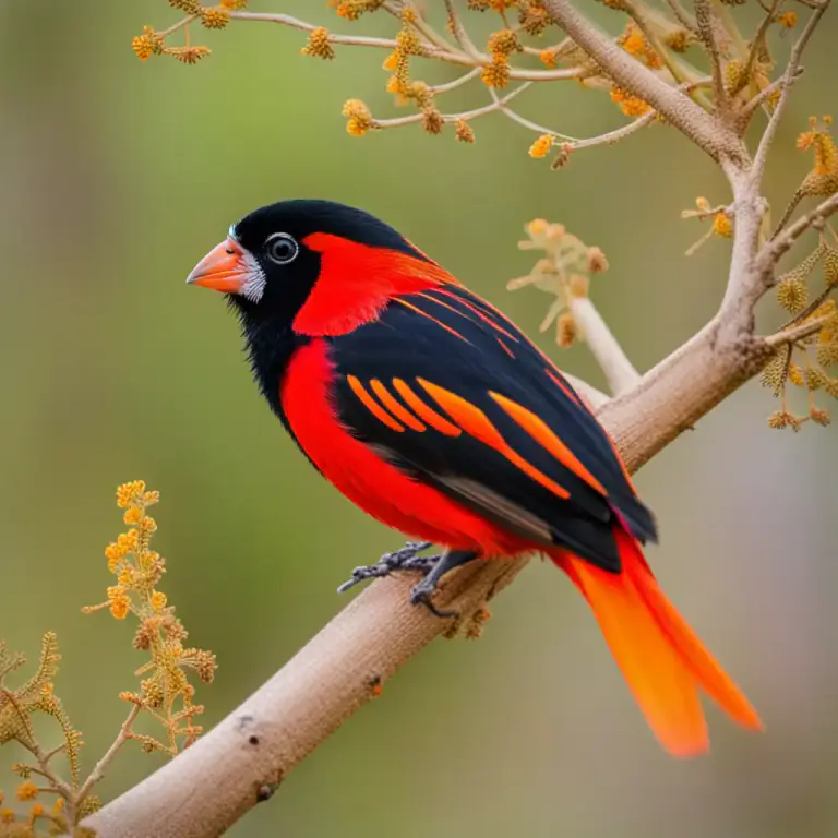 Visual representation of "bishop" - A type of bird, such as the red bishop, characterized by brightly colored males