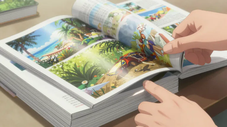 Visual representation of "glossy" - A photo or a magazine printed on shiny and polished paper.