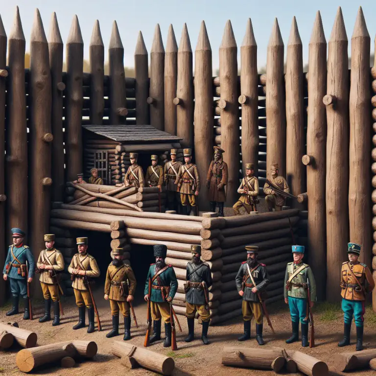 Visual representation of "stockade" - A prison or a place of confinement, especially in a military context.