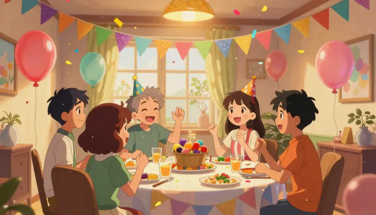 Visual representation of "festive" - Happy, cheerful, and colorful, often due to a special occasion or celebration