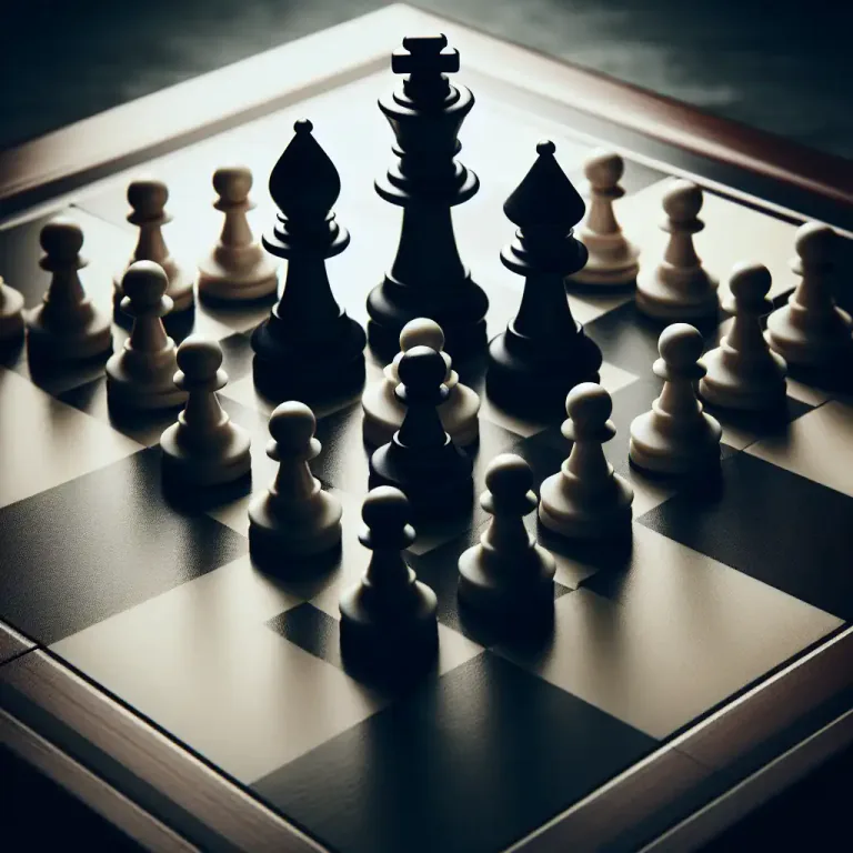 Visual representation of "endgame" - The last stage of a chess game, when only a small number of pieces are left on the board