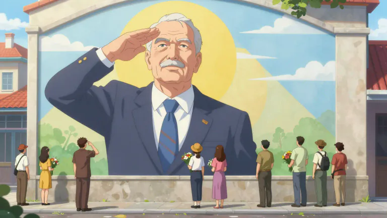 Visual representation of "homage" - Something designed to show respect or honor to someone or something in public.