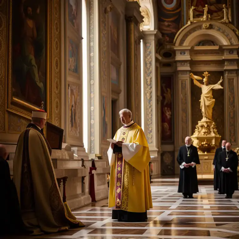 Visual representation of "pontificate" - to serve as a bishop, especially in the Roman Catholic Church