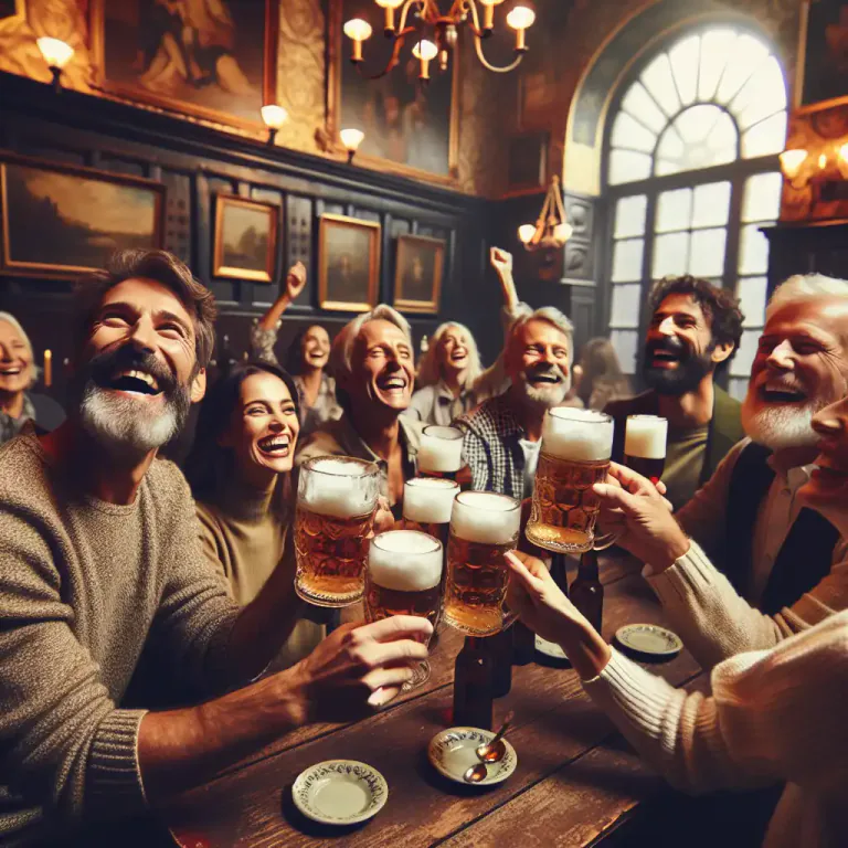 Visual representation of "carouse" - To drink lots of alcohol and behave in a loud, uncontrolled way.
