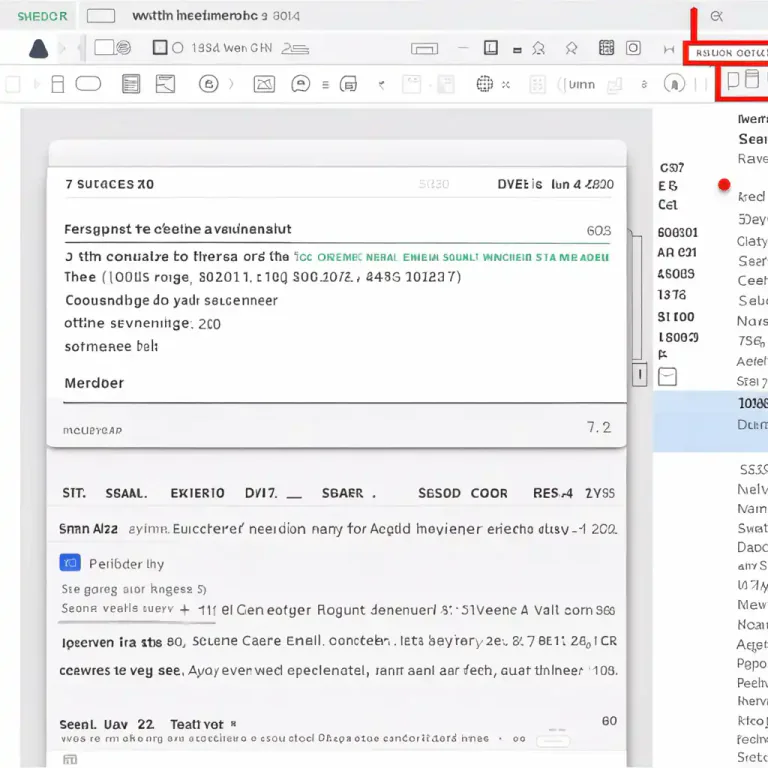 Visual representation of "header" - In Email, introductory information displayed at the top, including sender, recipient, date and subject.