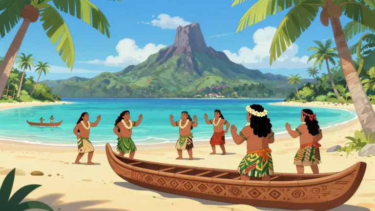 Visual representation of "polynesian" - Relating to the islands and peoples of Polynesia, particularly in the South Pacific.
