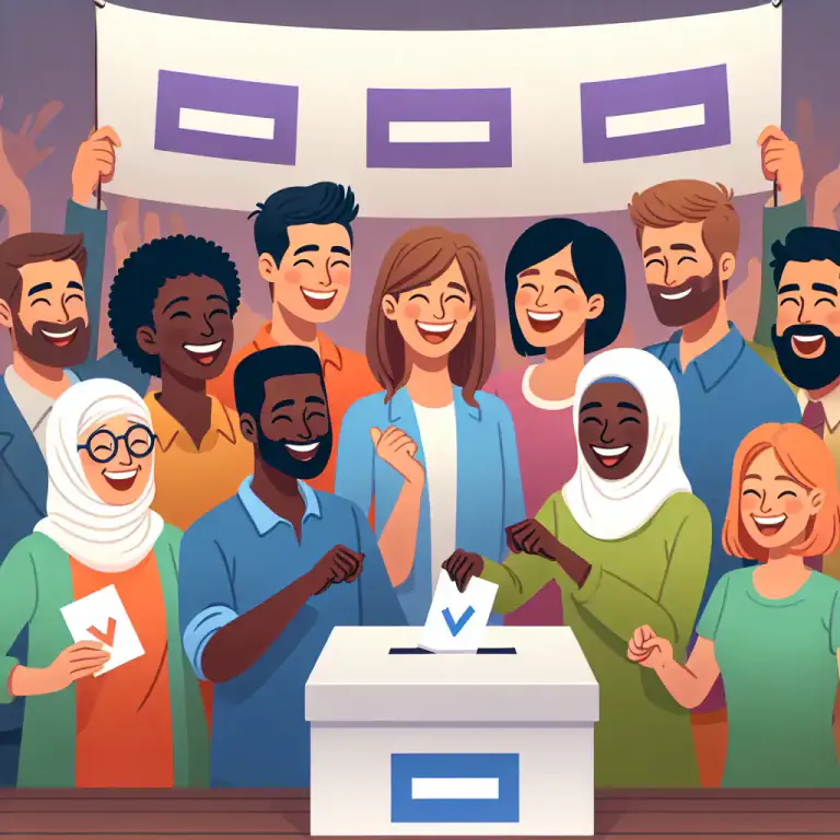 Visual representation of "democratically" - In a way that gives equal rights to everyone.