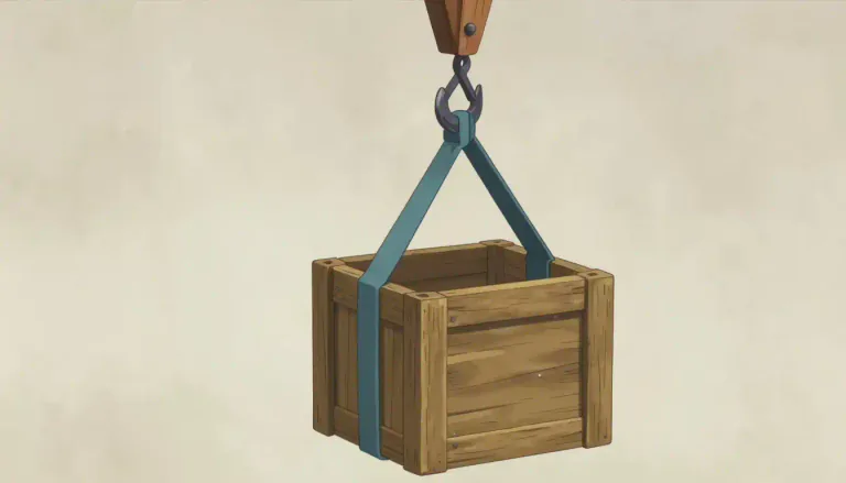 Visual representation of "sling" - A flexible strap or belt used in the form of a loop to support or raise a heavy object.