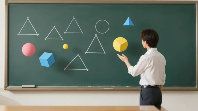 Visual representation of "geometric" - Relating to geometry, the branch of mathematics that studies the size, shape, and position of objects.