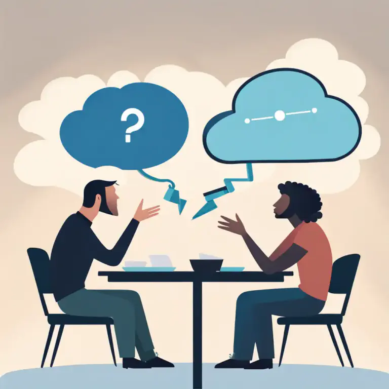 Visual representation of "have out" - To discuss something openly
