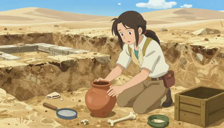 Visual representation of "archaeology" - The study of human history and prehistory through digging up and studying artifacts, structures, etc.