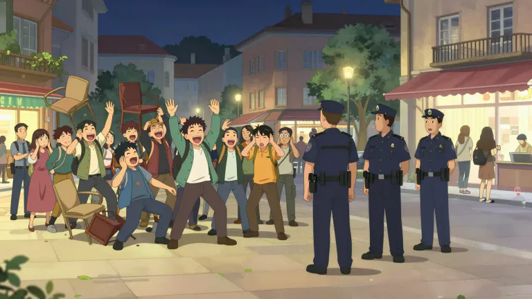 Visual representation of "rowdyism" - Acts of being loud,disorderly or causing disturbance