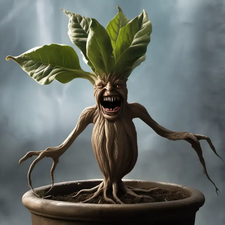 Visual representation of "mandrake" - A character in stories or movies based on the magic plant's human-like root.
