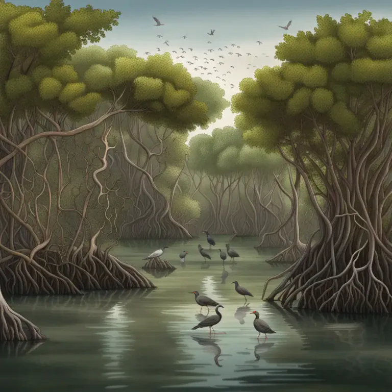 Visual representation of "mangrove" - An area or ecosystem where mangrove trees grow.