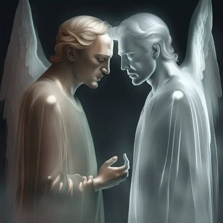 Visual representation of "somebody’s good/evil genius" - The mysterious force, believed by some, responsible for influencing someone's fate or destiny, for better (good genius) or worse (evil genius).