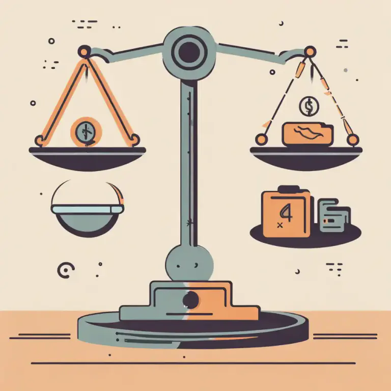 Visual representation of "on balance" - When considering everything or all parts of something together.