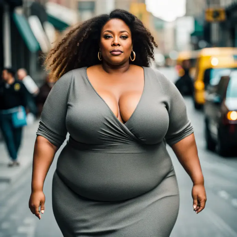 Visual representation of "ample" - Describing a person's full, round shape