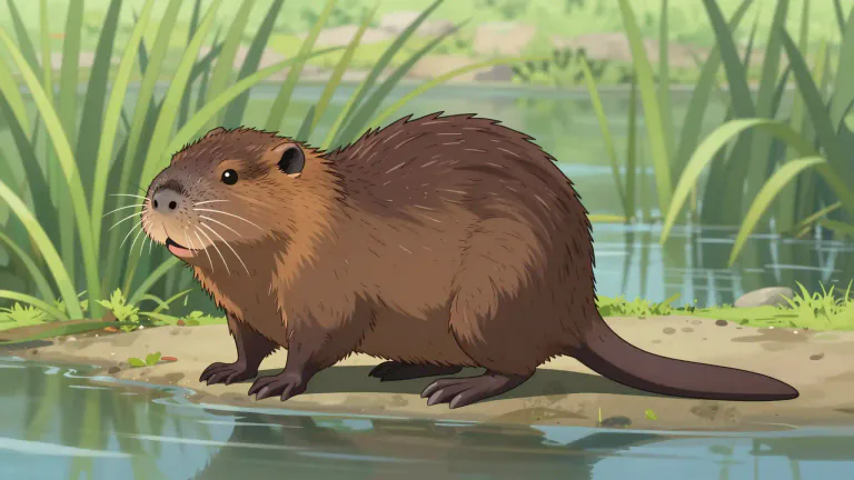 Visual representation of "coypu" - A large South American rodent with webbed hind feet, often found near water.