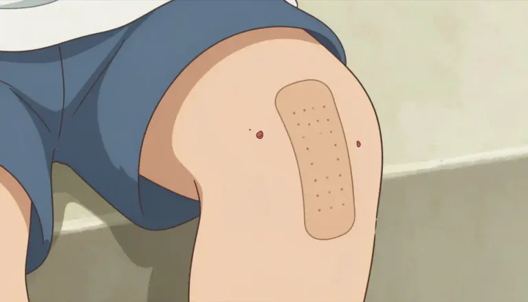 Visual representation of "plaster" - A small cover that sticks to the skin to heal small wounds