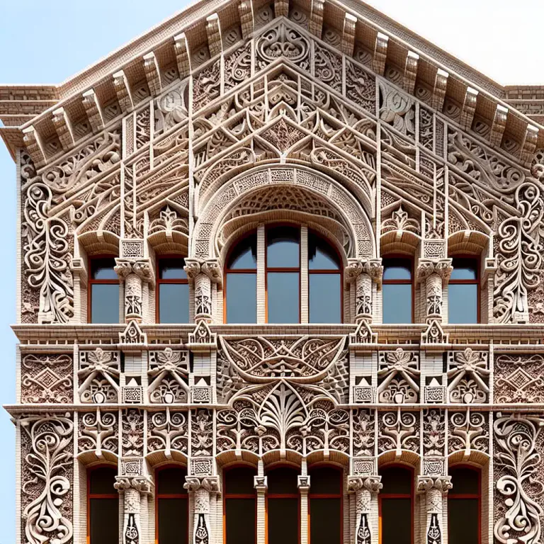 Visual representation of "brickwork" - The decorative patterns or designs made out of brick layers in structures.