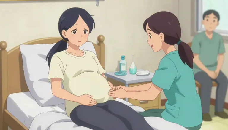 Visual representation of "doula" - A person who helps a woman before, during and after her childbirth, offering emotional and practical support.