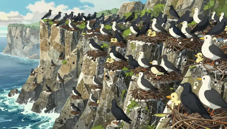 Visual representation of "rookery" - A place where a large number of birds, especially rooks, nest.