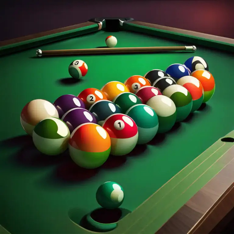 Visual representation of "rack" - In billiards, the triangular frame used to set up the balls.