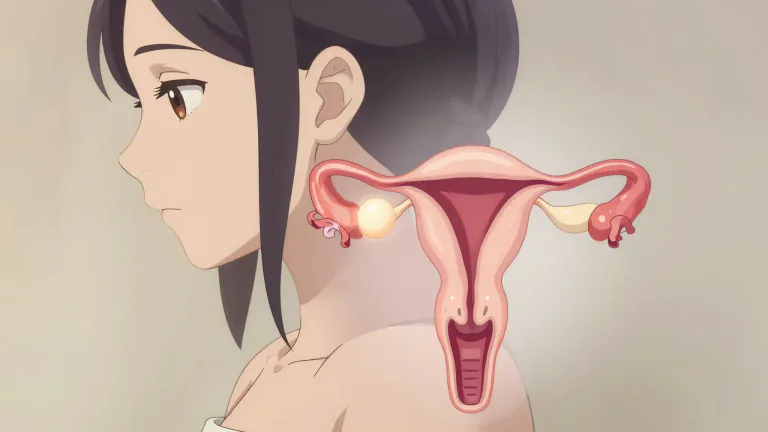 Visual representation of "ovulate" - When a woman or female animal produces eggs from ovaries.