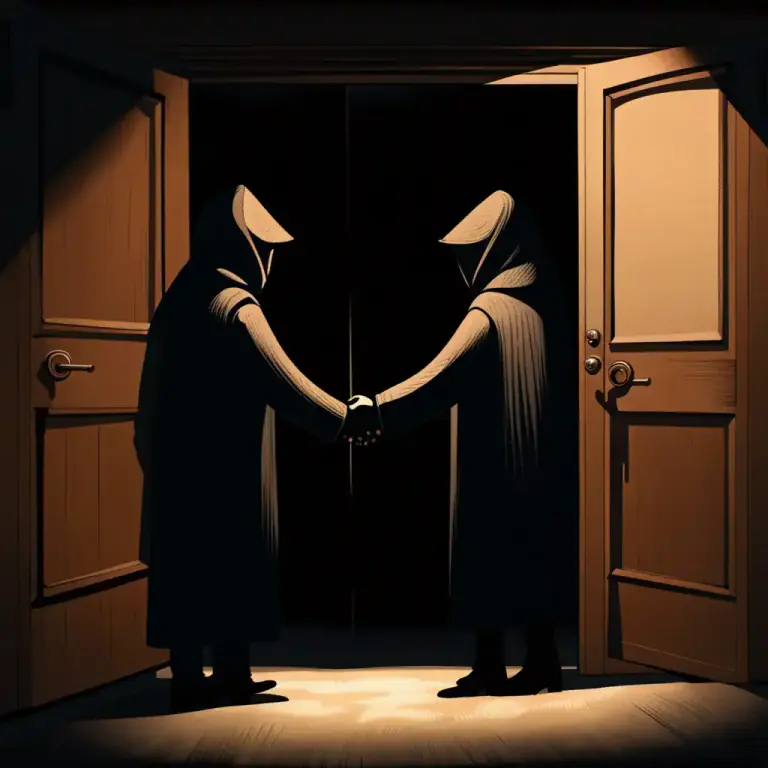 Visual representation of "backstairs" - Something done or located in secret or unofficially