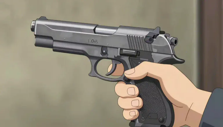 Visual representation of "handgun" - A small gun that is held in one hand or both hands when it is shot. It is usually used for self-defense or by the police.