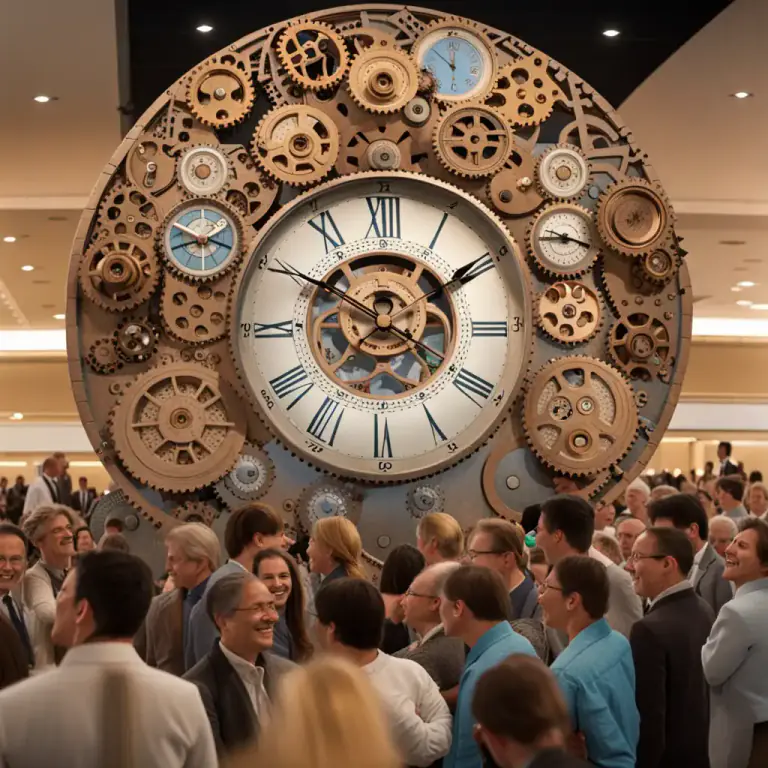 Visual representation of "go/run like clockwork" - To operate very smoothly and effectively.