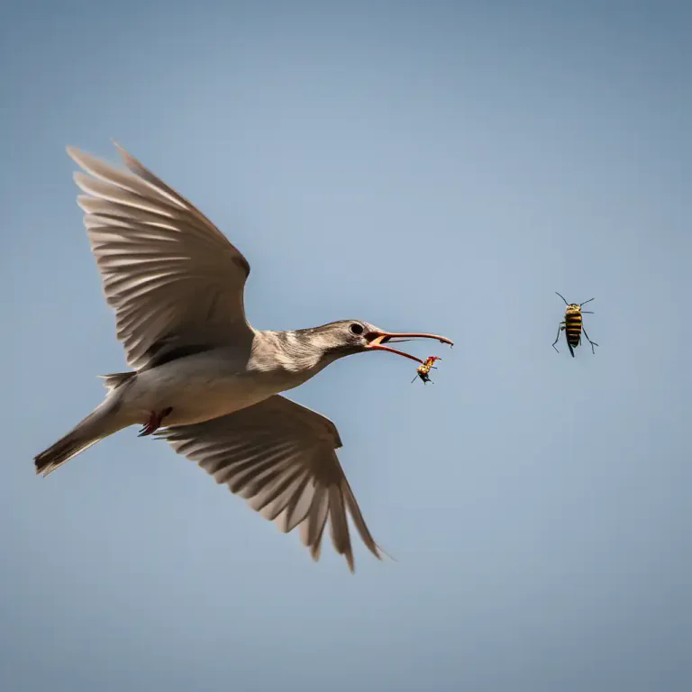 Visual representation of "on the wing" - While flying or mid-flight.