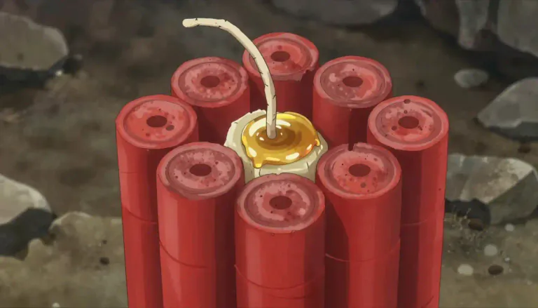 Visual representation of "dynamite" - A powerful explosive made from nitroglycerin mixed with an absorbent material