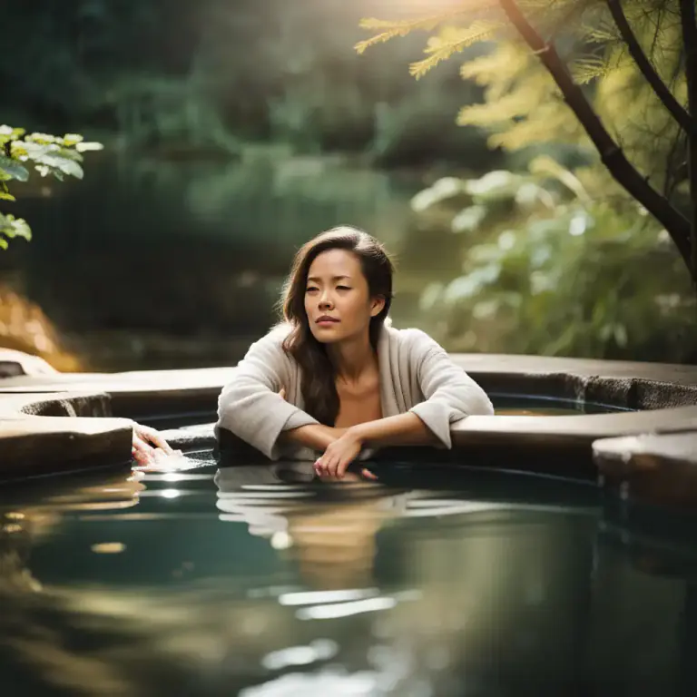 Visual representation of "bathe" - To immerse oneself in a liquid or heat for relaxation or recuperation