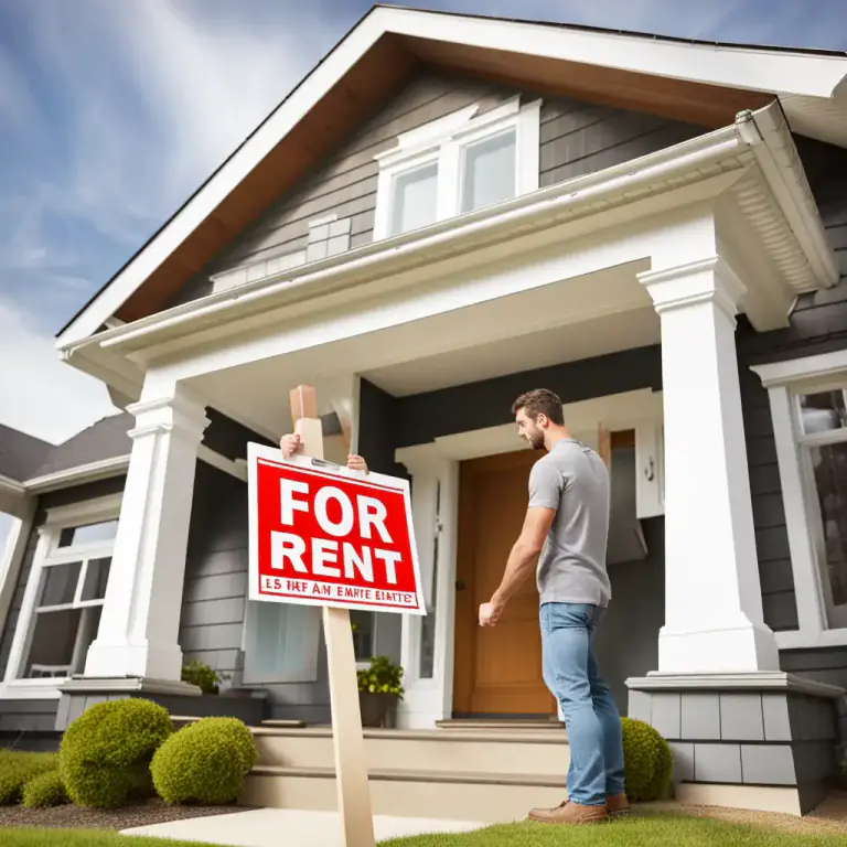 Visual representation of "for rent" - A sign or announcement indicating that something is available to be rented
