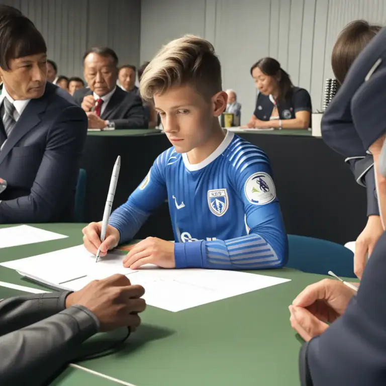 Visual representation of "sign for" - To formally agree to join an organization or company, typically by signing a contract.