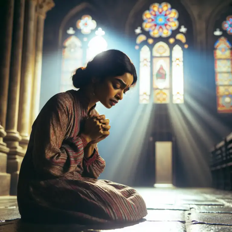 Visual representation of "supplicant" - A person who prays to God, especially in an urgent manner for a specific reason.