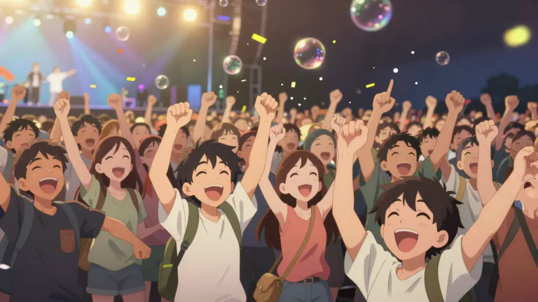 Visual representation of "effervescence" - The state of being excited, lively, or cheerful