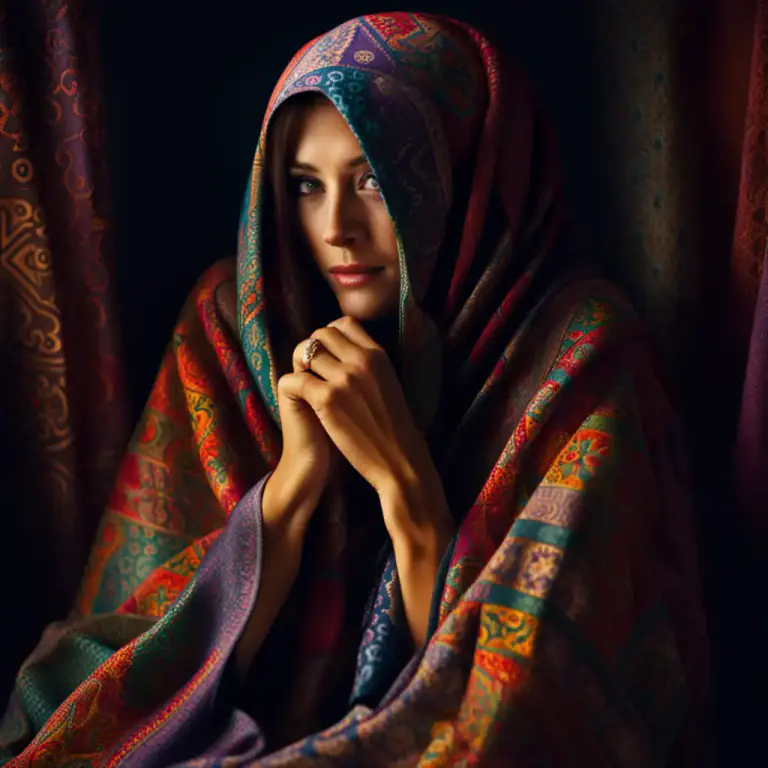 Visual representation of "shawl" - A fabric cover, often used for protection or mystery.