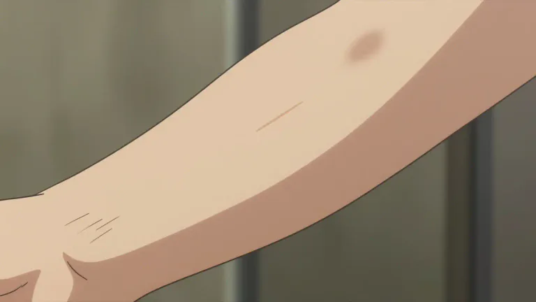 Visual representation of "scar" - A mark left on the skin after a wound heals